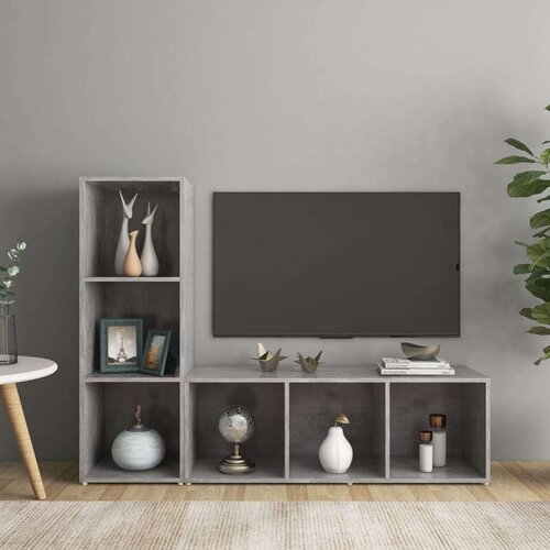 TV ormarići 2kom siva boja betona 107x35x37cm konstruirano drvo - Beton siva 107 x 35 x 37 cm 1 Cijene