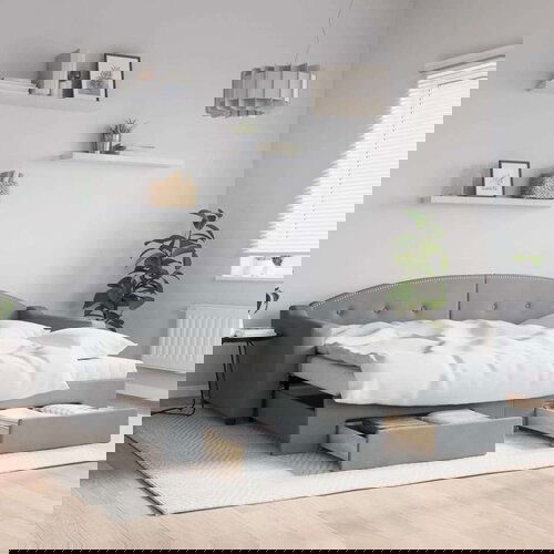  Dnevni krevet na razvlačenje svjetlosivi 90 x 200 cm od tkanine Slike