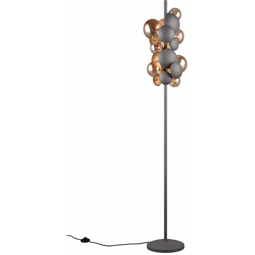 Trio Select Siva/u zlatnoj boji stojeća svjetiljka sa staklenim sjenilom (visina 155 cm) Bubble –