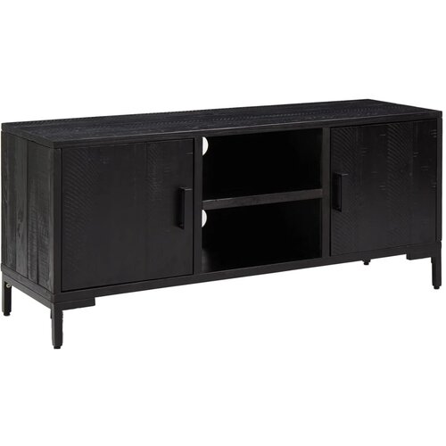 Maison Chic TV omarica - TV enota - Televizijska omarica črna 110x35x48 cm trdna borovina, (21700155) Slike