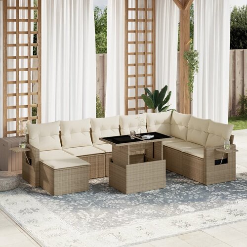  9-dijelni set vrtnih sofa od poliratana s jastucima Slike