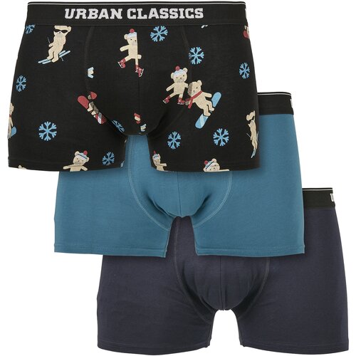 Urban Classics Plus Size Organic X-Mas Boxer Shorts 3-Pack Teddy Aop+Jasper+Navy Cene