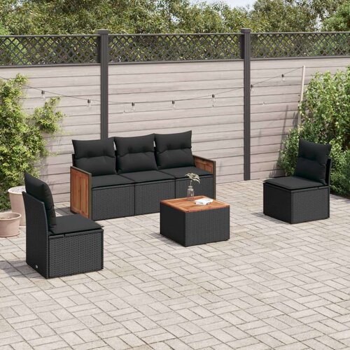 VidaXL 6-dijelni set vrtnih sofa s jastucima crni od poliratana Slike