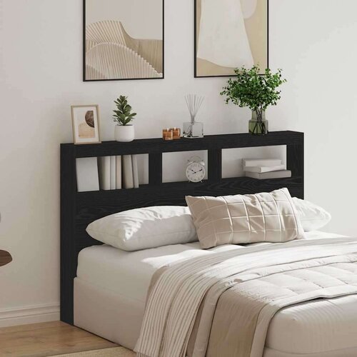  Ormarić za uzglavlje LED boja crni hrasta 160x17x102 cm Slike