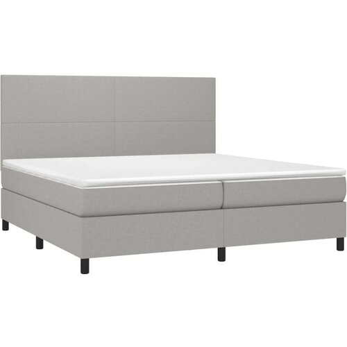  Box spring s madracem LED svjetlosivi 200x200 cm tkanina Slike
