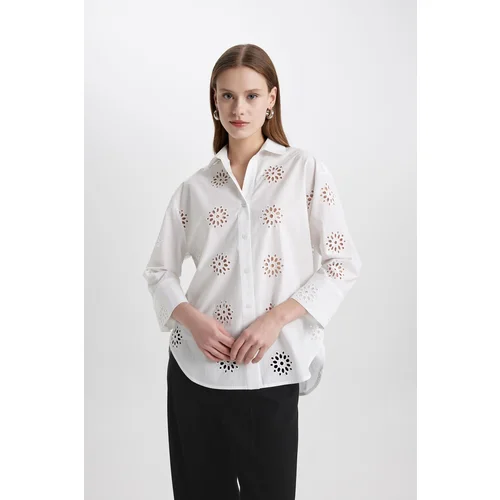 Defacto Oversize Fit Embroidered Long Sleeve Shirt