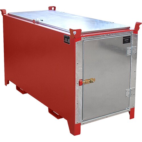 eurokraft pro lakiran zaboj za svetilne cevi, prostornina 900 l, 1100 kosov Ø 25 mm / 500 kosov Ø 37 mm, dxšxv 1700 x 770 x 975 mm, ognjeno rdeča barv Cene