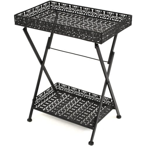 VidaXL Sklopivi stolić za čaj starinski metalni 58 x 35 x 72 cm crni Slike