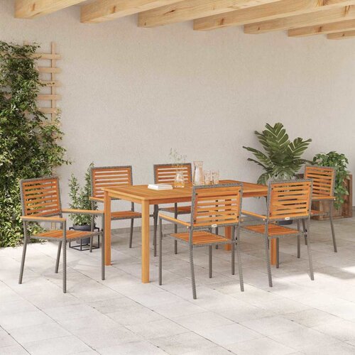  Vrtni set za objed 7 kom. Siva Čvrsto drvo akacije 150 x 90 x 74 cm Slike