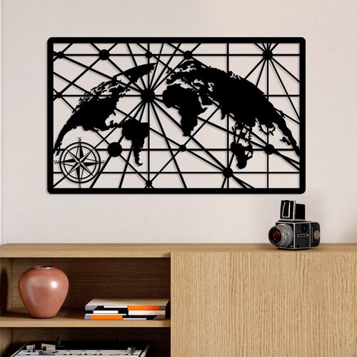 Wallity Zidna dekoracija World Map 8-S, 40 x 66 cm, Crna Cene