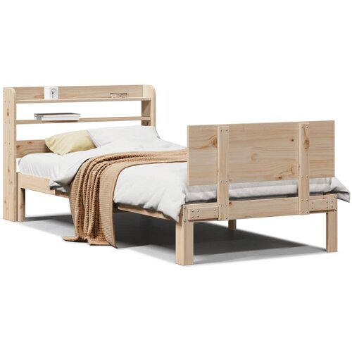 vidaXL Posteljni okvir z vzglavjem 100x200 cm trdna borovina Cene