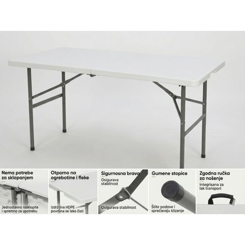 Alberg Sklopivi sto 122x61x74 cm sa metalnom konstrukcijom ( AL-ST120 ) Slike