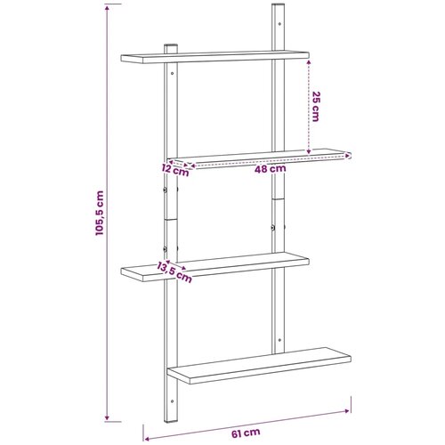  Zidna polica Staro drvo 61 x 13 5 x 105 5 cm Prerađeno drvo - Staro drvo 61 x 13 5 x 105 5 cm Slike