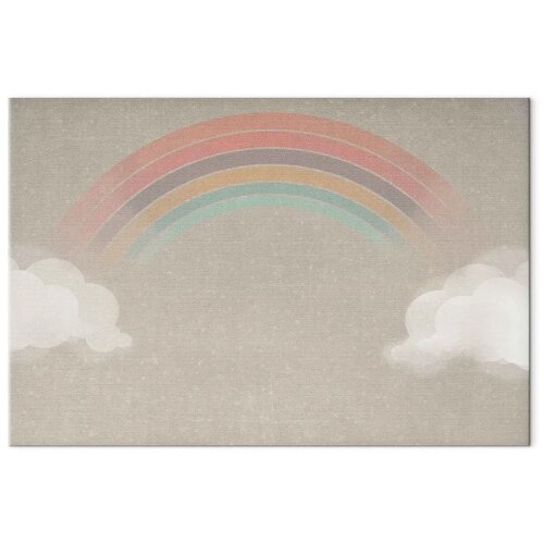  Slika - Rainy June - Colorful Rainbow Emerging from Clouds on a Bright Background 120x80 Akustična Slike