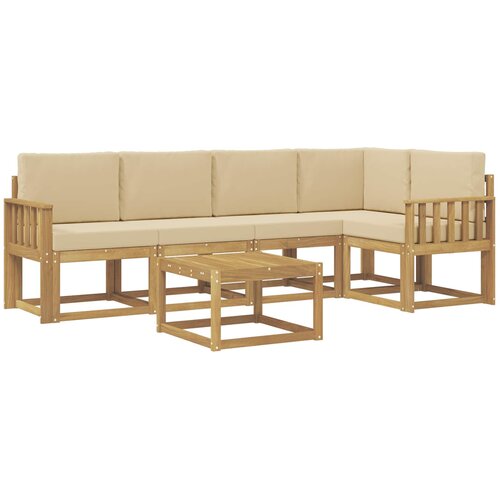 vidaXL Zunanja garnitura za sedenje z blazino 6 pcs Bela in bež, (5000281590) Cene