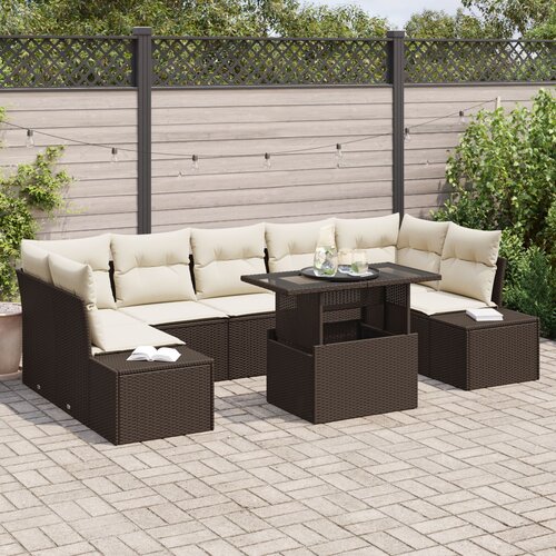 vidaXL Set od 8 vrtnih sofa s jastučićima smeđi poli ratan Cijene