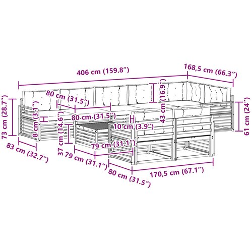  Set vanjskih sofa 9 kom. Bijela i antracit Poliester 79 x 79 x 37 cm Slike