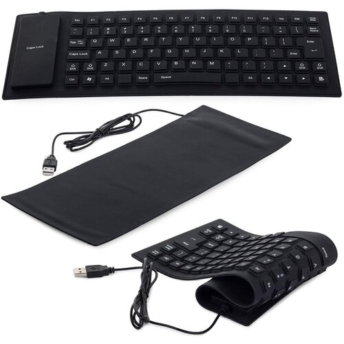  Tanka vodoodporna USB silikonska tipkovnica - zložljiva 35cm črna Cene