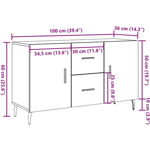 Komoda boja starog drva 100 x 36 x 60 cm od konstruiranog drva Slike