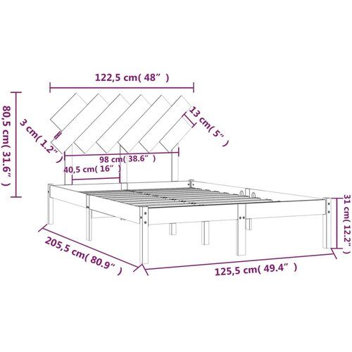  Okvir za krevet bijeli 120 x 200 cm od masivnog drva Slike