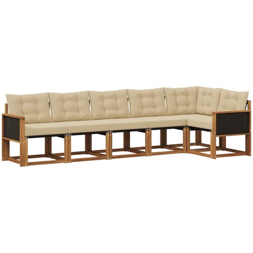  Set vanjskih sofa 6 kom. Prirodna i bež Smeđa 302 x 124,5 x 73 cm Slike