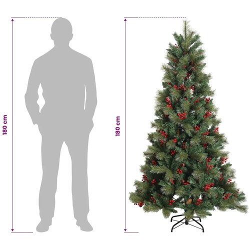 Umjetno božićno drvce s nogom 180 cm PVC i metal Zelena - 180 cm bez LED svjetala Slike