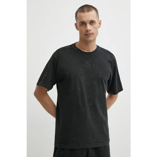 Adidas Pamučna majica za muškarce, boja: crna, s uzorkom, IN3166