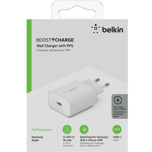 Belkin BOOST Charge 25W USB-C Charger + PD, white WCA004vfWH Slike
