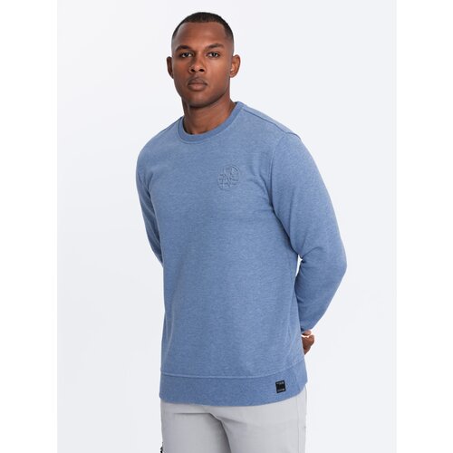 Ombre Men's mélange sweatshirt with embroidered logo - indigo Cijene