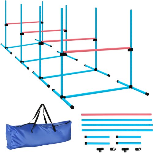 PawHut Komplet za agility za pse, 4-delni komplet opreme za agility, nastavljiva višina, komplet ovir za vtičnice, (5000239973) Cene