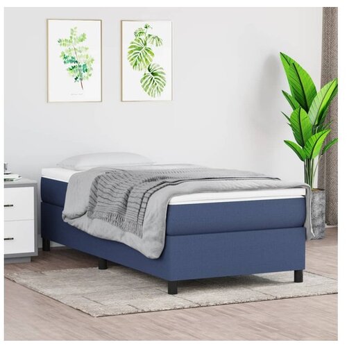 VidaXL Krevet s oprugama i madracem plavi 90 x 190 cm od tkanine Slike