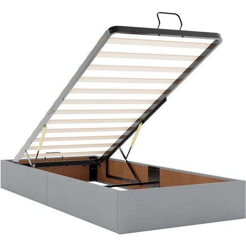 VidaXL otomanski okvir kreveta s madraca svijetlosivi 90x200cm tkanine Slike