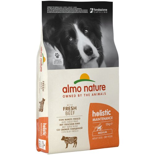 Almo Nature Holistic Adult govedina &amp;amp; riž Medium - Varčno pakiranje: 2 x 12 kg Slike