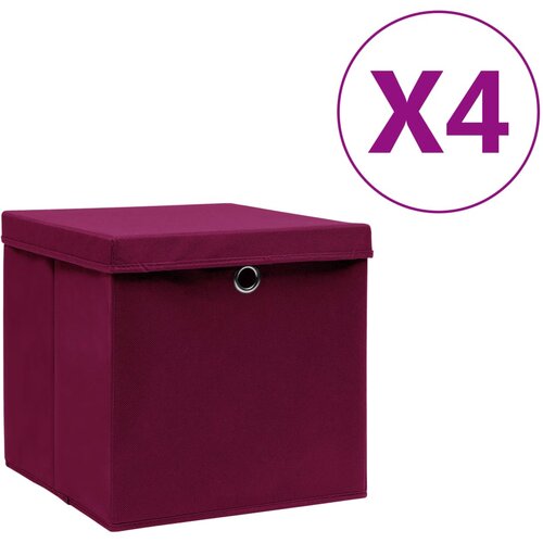 vidaXL Kutije za pohranu s poklopcima 4 kom 28x28x28 cm tamnocrvene Cijene