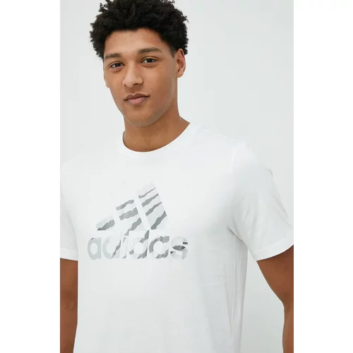 Adidas Bombažna kratka majica bela barva