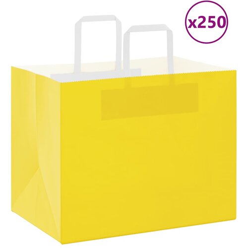  Papirnate vrećice 250 kom s ručkama žute 32x22x24 cm Cijene