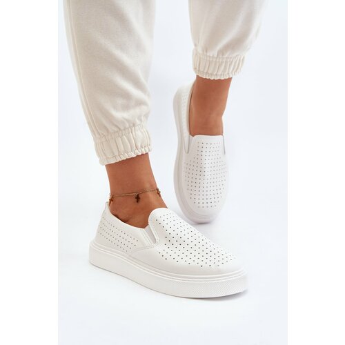 Kesi Women's openwork slip-on sneakers white Echossia Slike