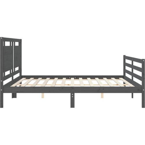  Okvir za krevet s uzglavljem sivi 200 x 200 cm od masivnog drva Slike
