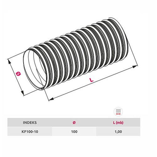 AWENTA KF100-10 fleksibilno crevo aspiratora FI100 aluminijum 1m Slike