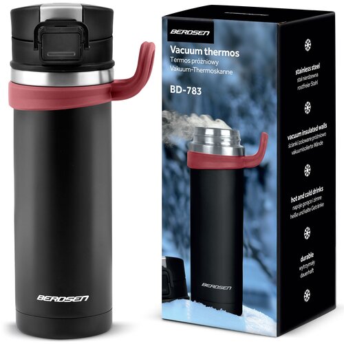 Berdsen 450 ml Vacuum Flask - Stylish Black Thermos for Hot and Cold Drinks, (21740601) Cene