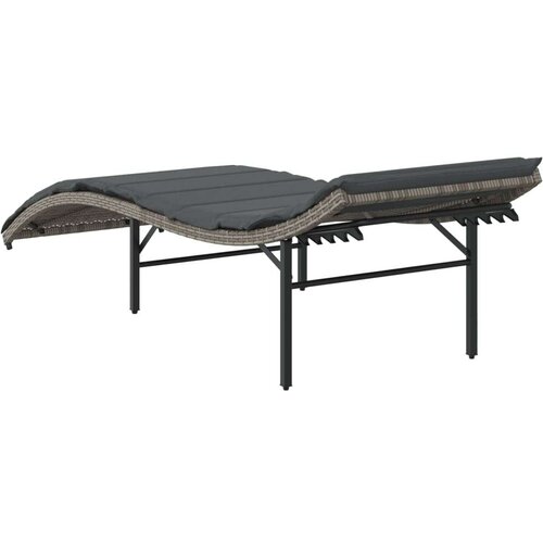  Ležaljka za sunčanje s jastukom siva 55 x 199 x 50 cm poliratan Slike