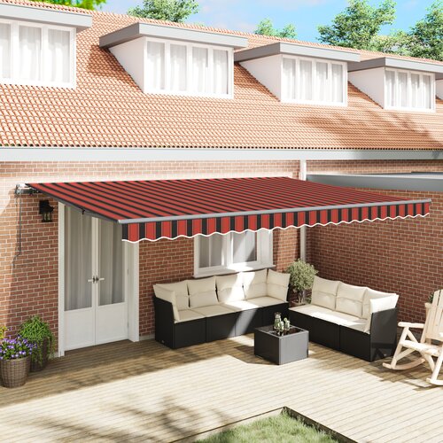 VidaXL avtomatska retraktibilna tenda oranžna in rjava 500x300 cm Slike