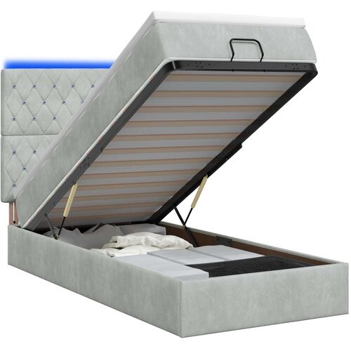  Krevet od pjene s madracem i LED-om Svjetlosiva 90 x 200 cm Slike