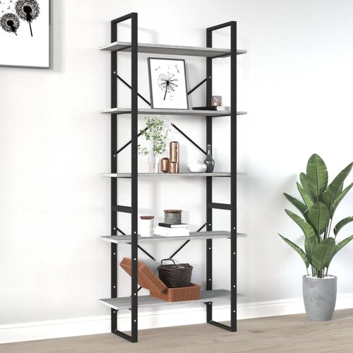 VidaXL Knjižna omara 5-nadstropna siva sonoma 80x30x175 cm inžen. les Slike