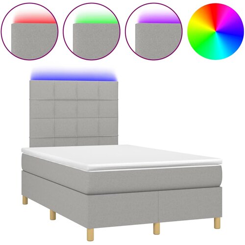  s oprugama i madracem LED svjetlosivi 120x190 cm tkanina Slike