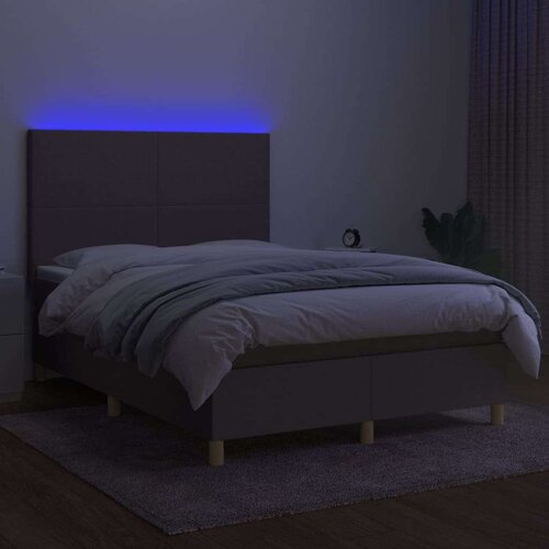  Box spring s madracem LED smeđesivi 140x200 cm tkanina Slike