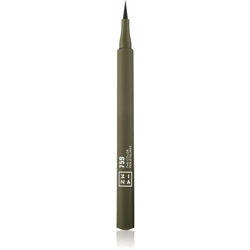 3INA The Color Pen Eyeliner črtalo za oči v obliki flomastra odtenek 759 - Olive green 1 ml