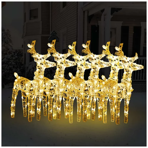  Božični severni jeleni 6 kosov toplo beli 240 LED akril