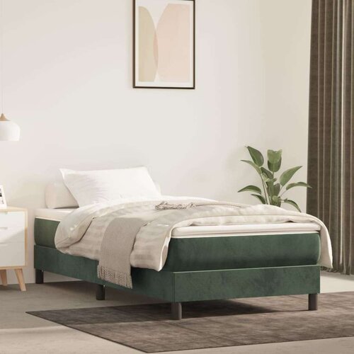 Box spring postelja z vzmetnico temno zelena 90x200 cm žamet, (20726109) Slike