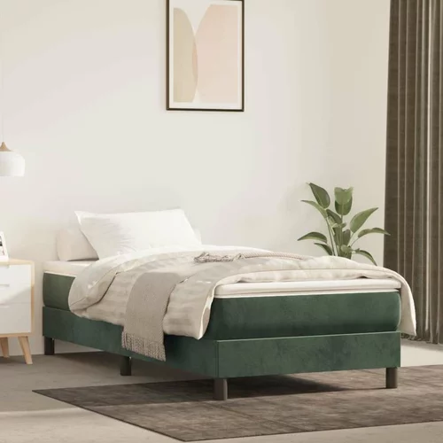 Box spring postelja z vzmetnico temno zelena 90x200 cm žamet, (20726109)